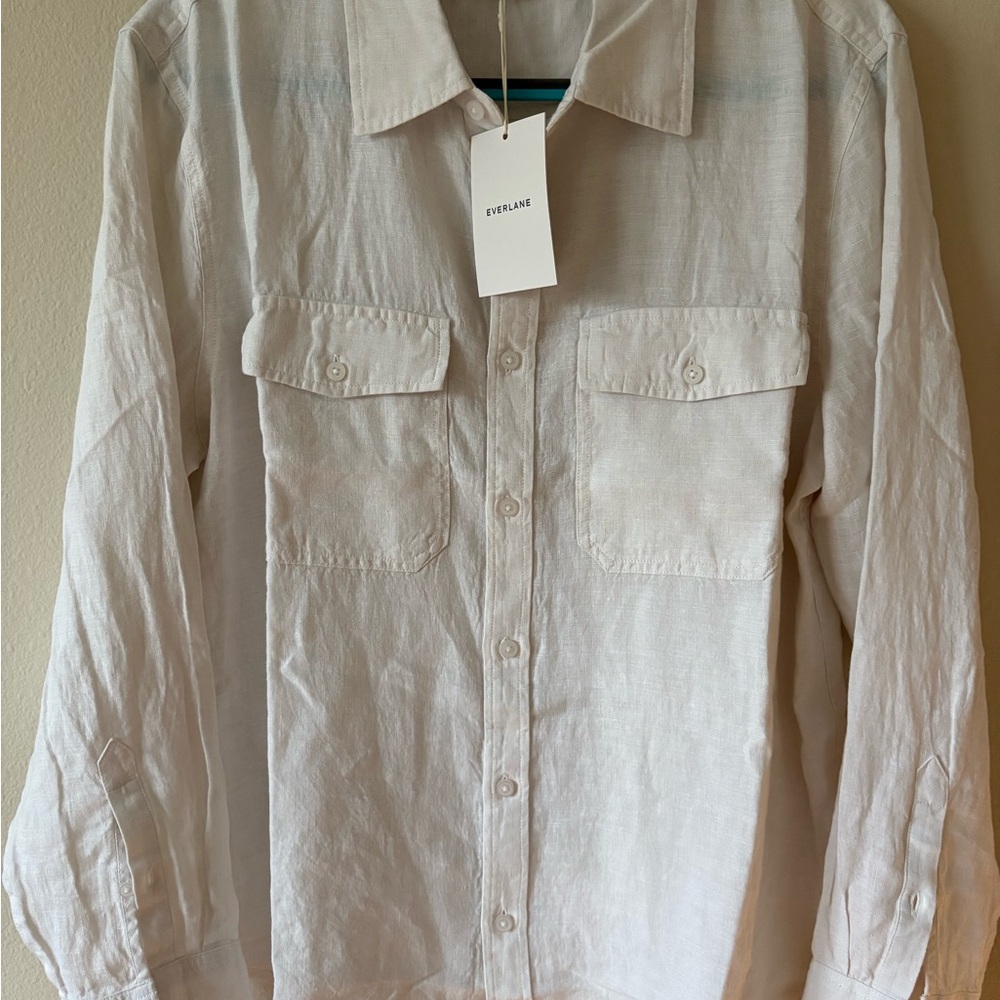 Everlane Men’s Linen Utility Shirt — Size M, Natural White — NWT